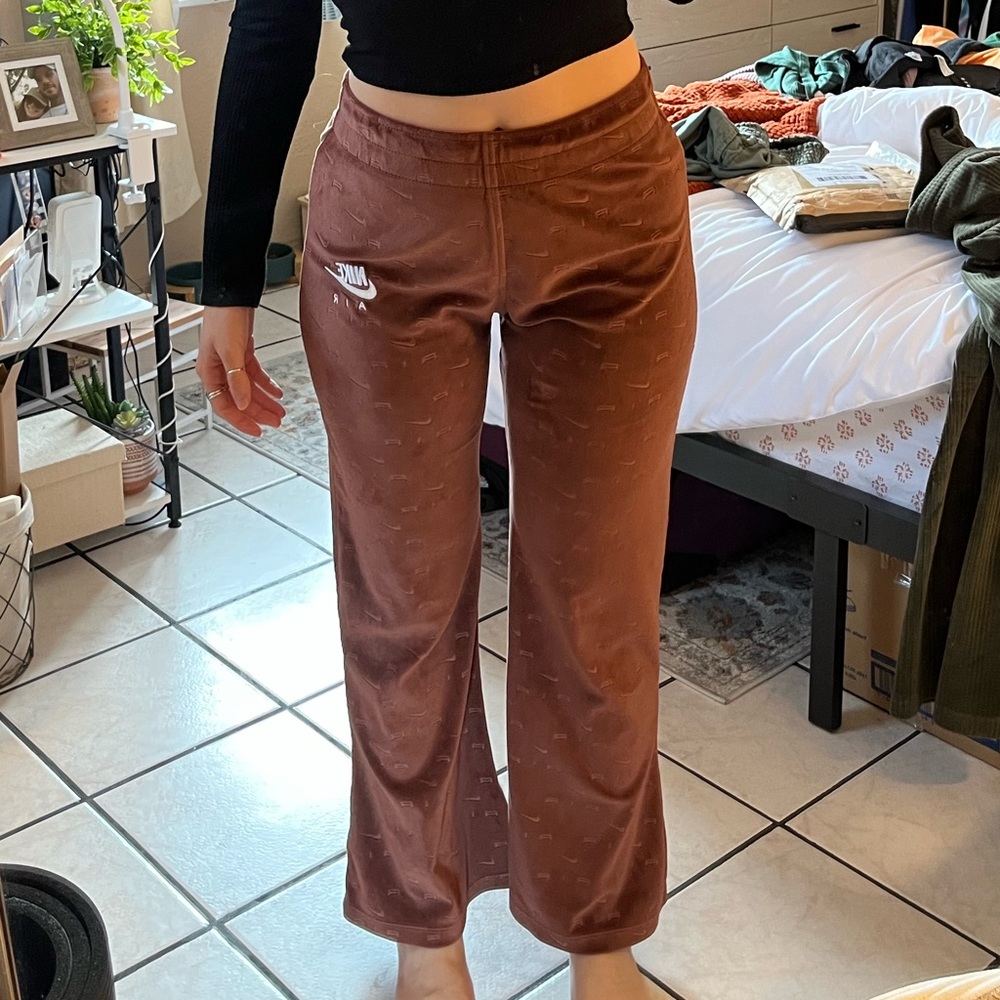 NIKE AIR Velour Velvet Pants with wide leg bell-bottoms
